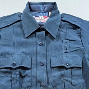 Flying Cross Uniform Shirt Mens 36 Blue Wool Blend Short Sleeve Tactical Service